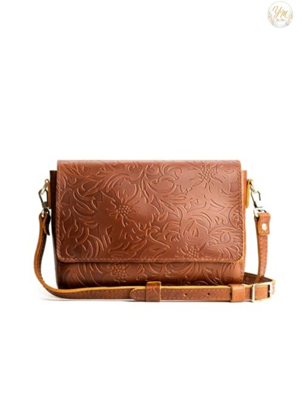 Full-Grain Leather Women's Crossbody Bag with Adjustable Strap